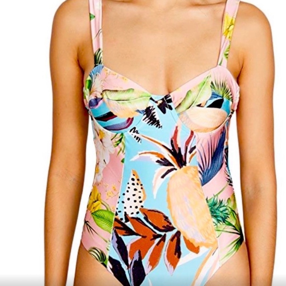 NWOT Farm Rio Pineapple One Piece Swimsuit Size M